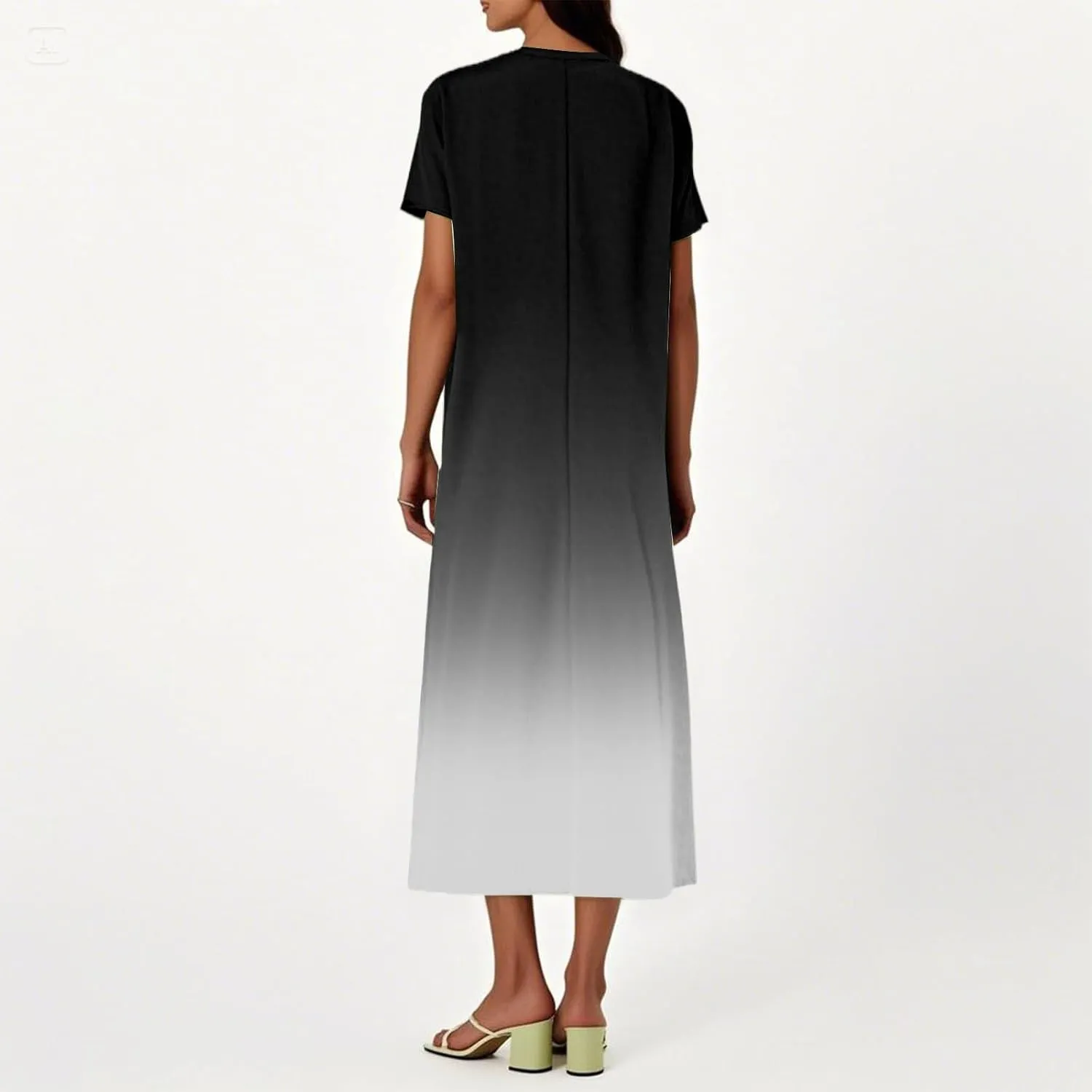 Summer Dresses for Women 2025 Short Sleeve V Neck Casual Loose Dresses Bohemian Floral Print Sundress