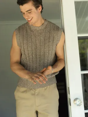 The Marled Sweater Vest in Brown