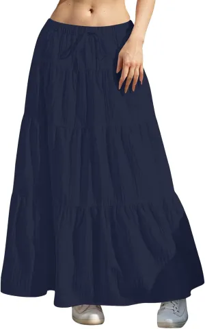 Tiered Long Skirts for Women Drawstring High Waisted Pleated Ruffle Maxi Skirt Flowy Swing Vacation Beach Skirt