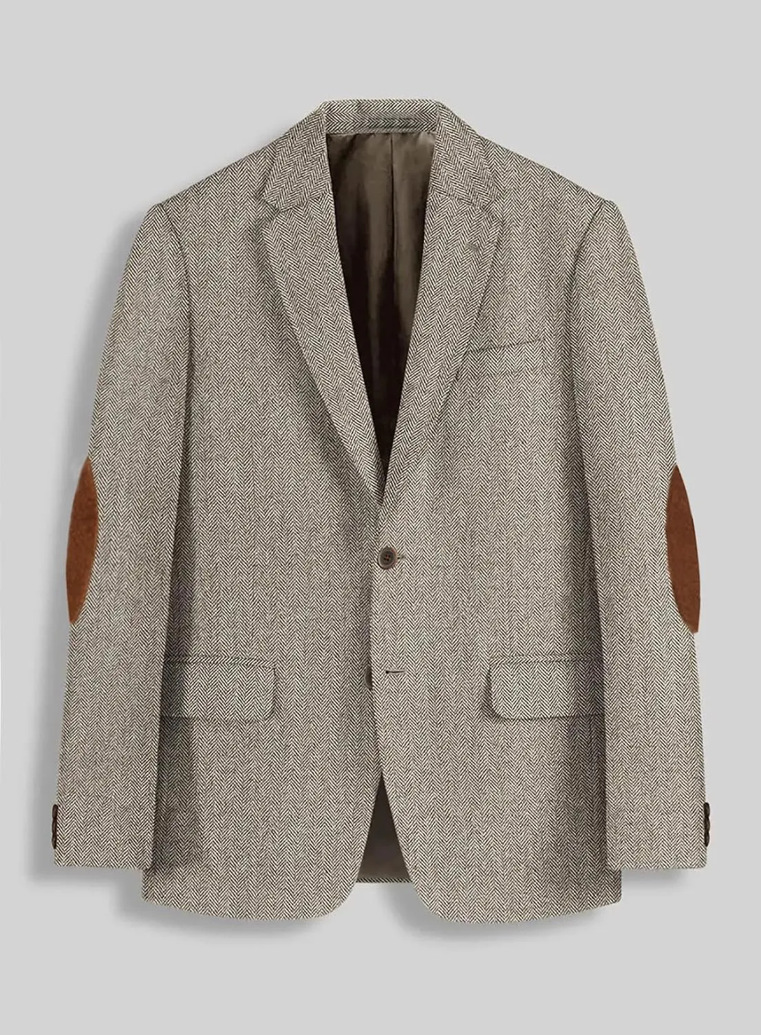 VENNYNG Mens Tweed Blazer Suit Wedding Groom Suit Vintage Jacket with Elbow Patches Men