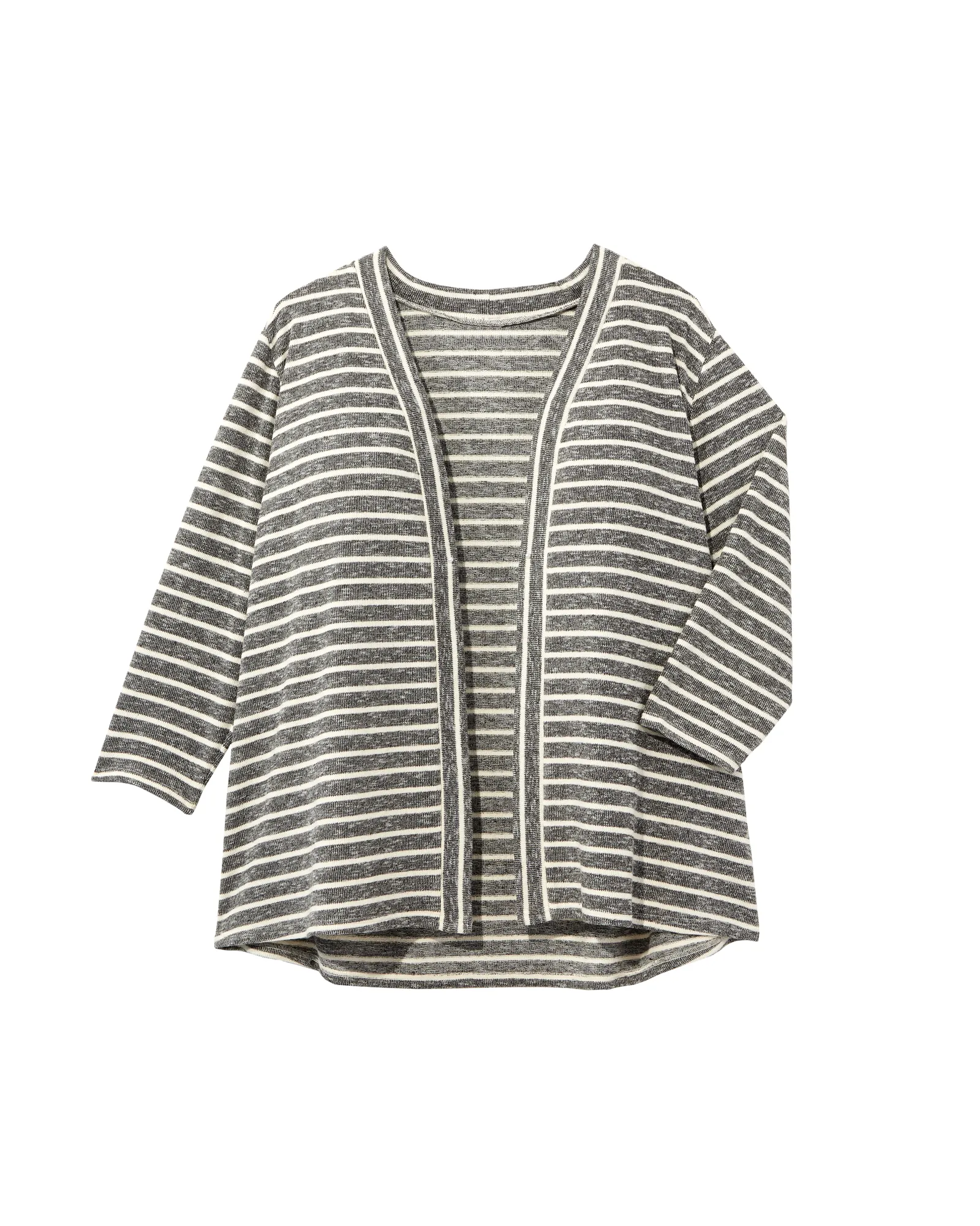Wendy 3/4 Sleeve Sweater-Knit Cardigan | Light Grey / Ivory