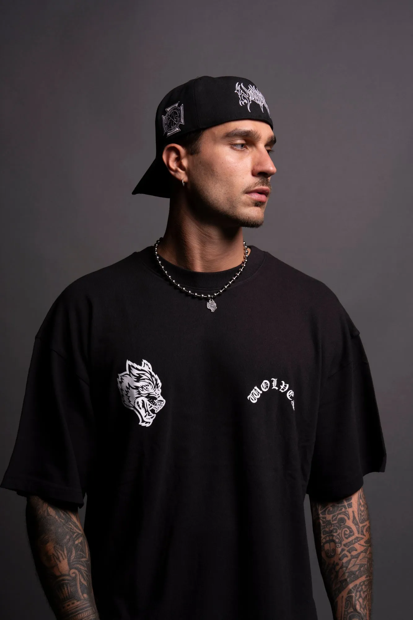 Wolf Chopper "Premium" Oversized Tee in Black