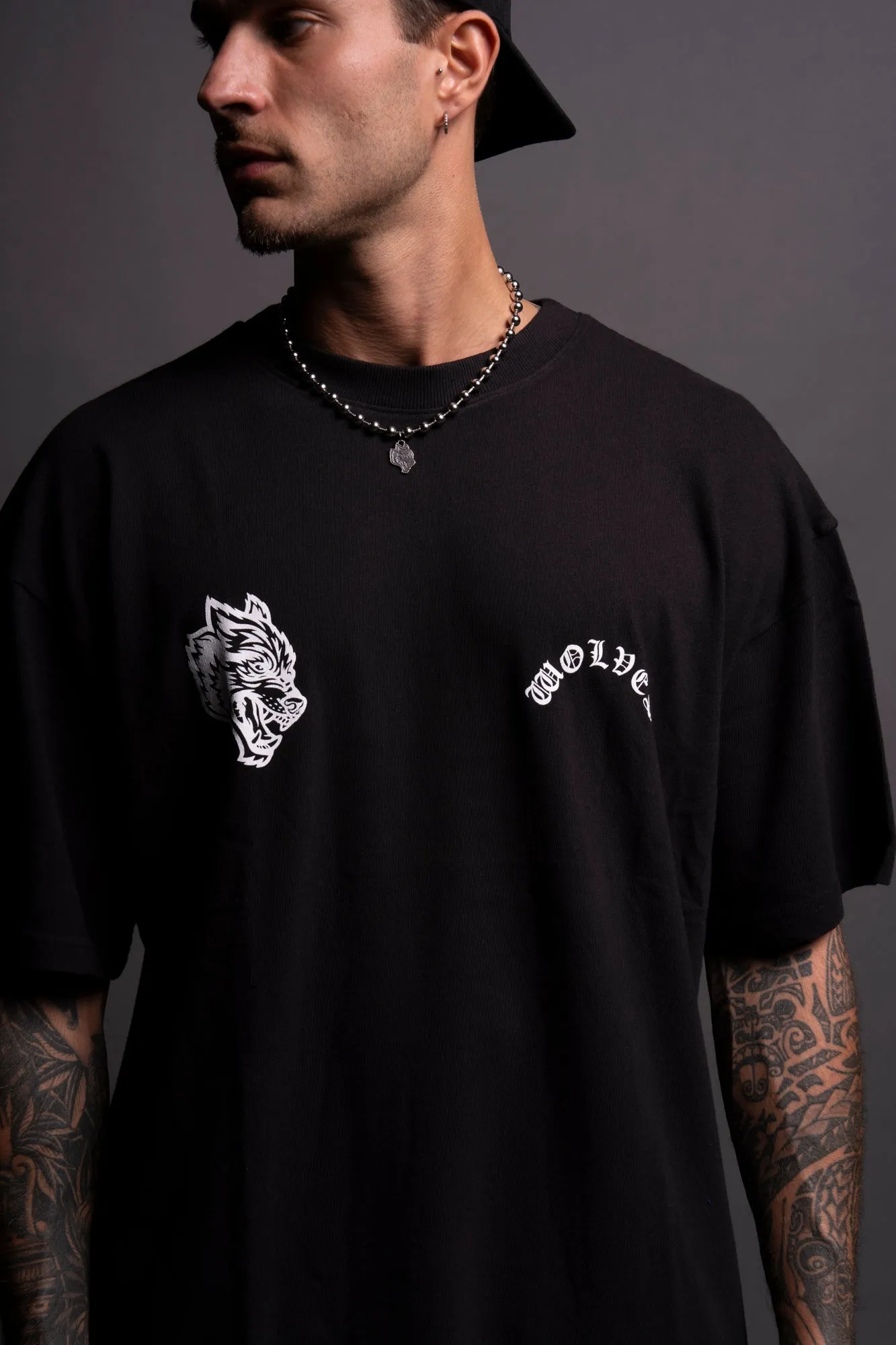 Wolf Chopper "Premium" Oversized Tee in Black