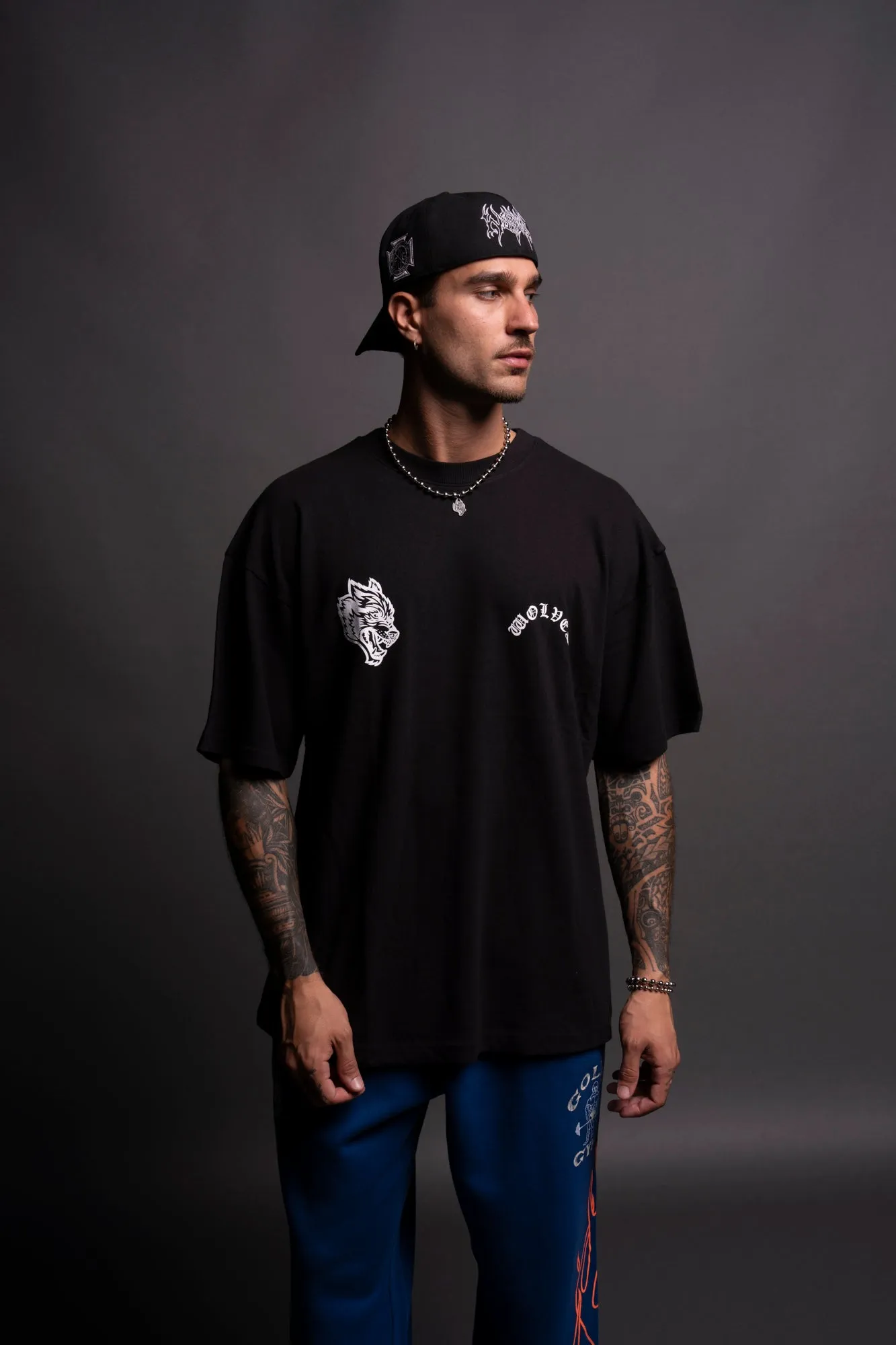 Wolf Chopper "Premium" Oversized Tee in Black