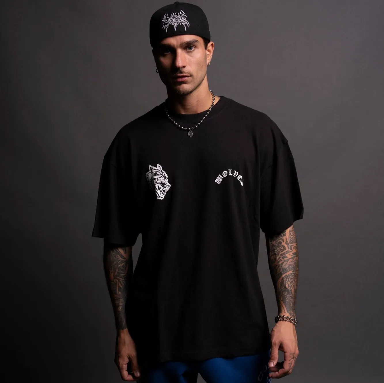 Wolf Chopper "Premium" Oversized Tee in Black
