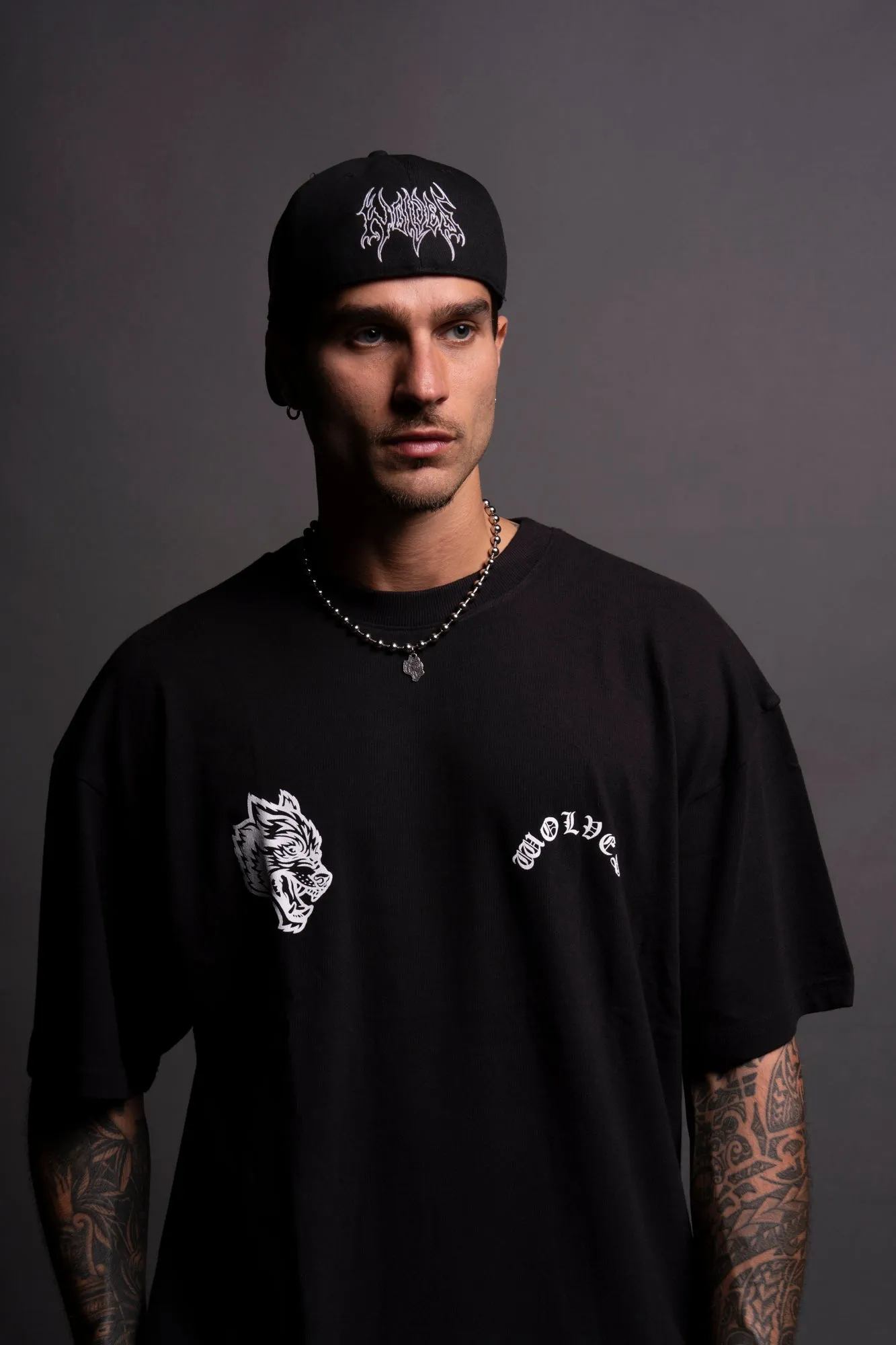 Wolf Chopper "Premium" Oversized Tee in Black