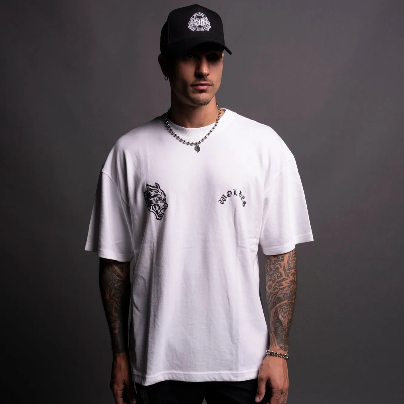 Wolf Chopper "Premium" Oversized Tee in White