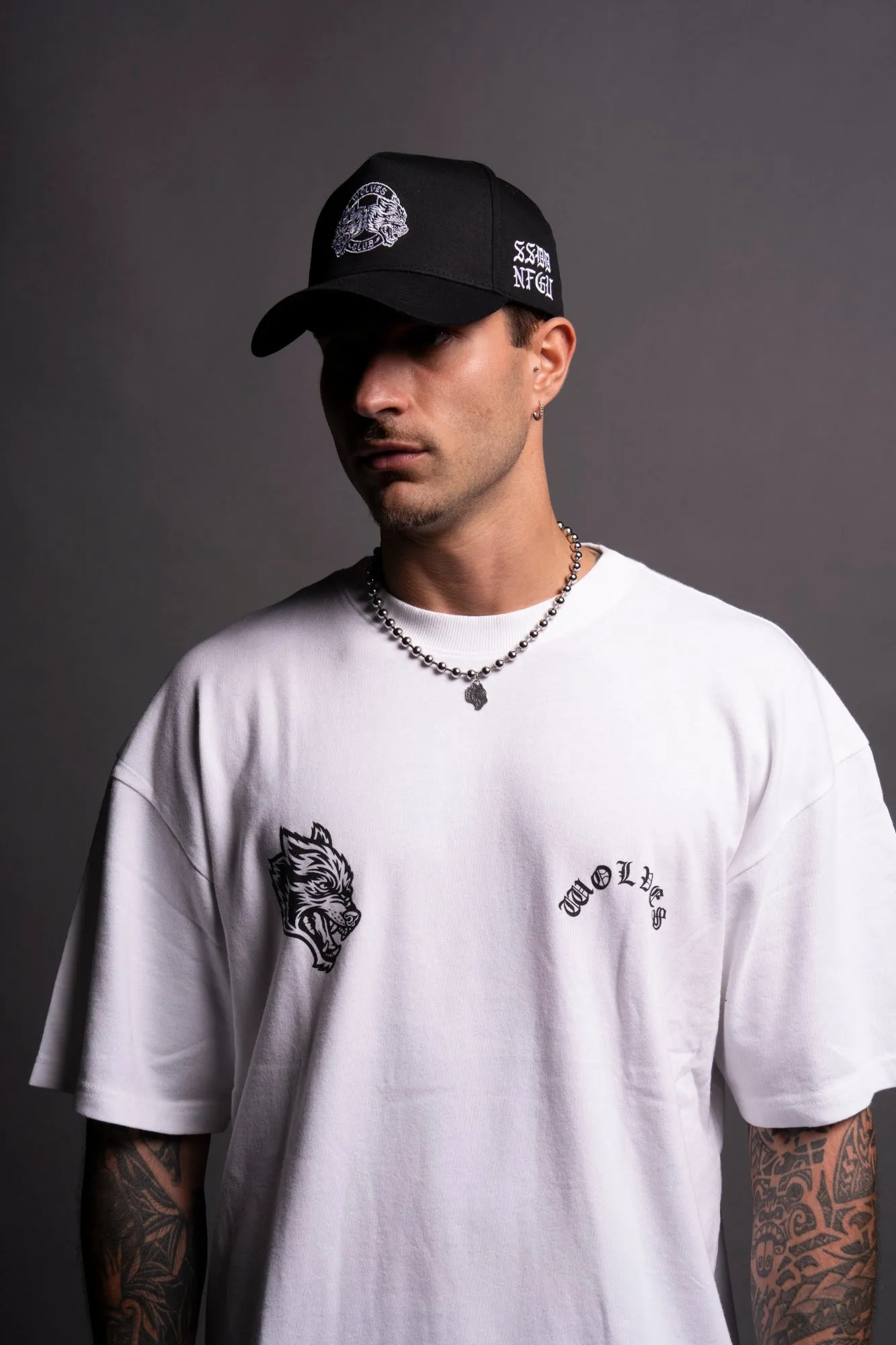 Wolf Chopper "Premium" Oversized Tee in White
