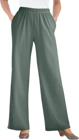 Woman Within Plus Size 7-Day Knit Wide-Leg Pant