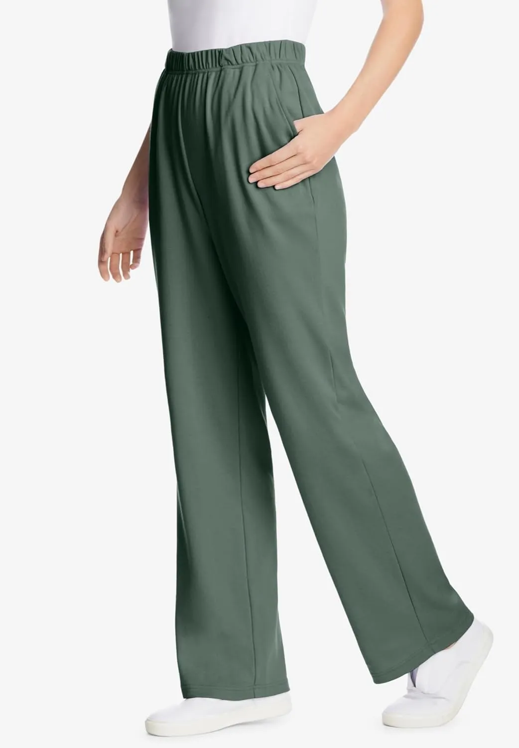 Woman Within Plus Size 7-Day Knit Wide-Leg Pant