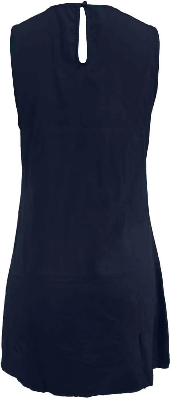Women Summer Tank Dresses Round Neck Sleeveless T Shirt Dress A-Line Ruffle Hem Mini Dress Beach Vacation Sundresses