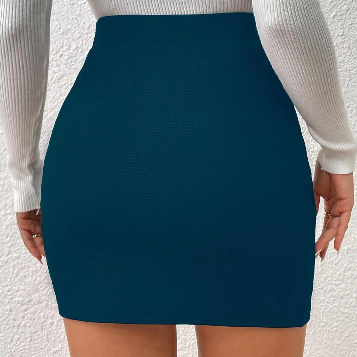 Women's Cross Style Sexy Wrapped Hip Skirt Solid Color Elastic Waisted Trendy Skirts Spring Short Bodycon Skirt