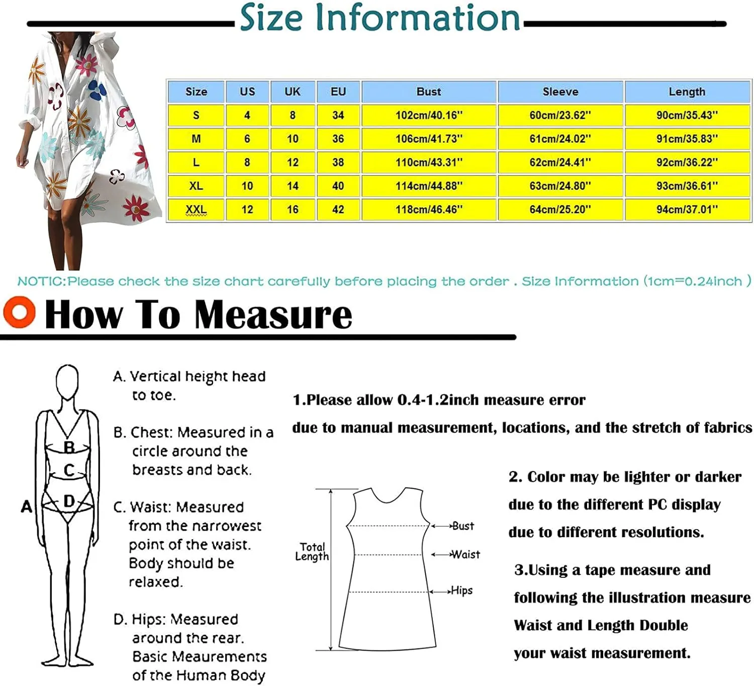 Women's Flowy Floral Print Button Down Lapel Midi Beach Dress Casual Loose Long Sleeve Knee Length Plus Size Dresses
