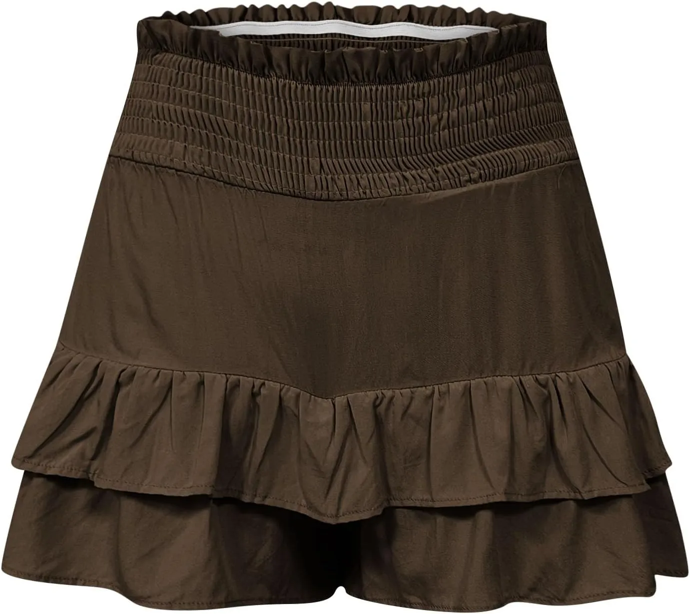 Women's High Waisted Ruffle Skirts with Floral Pleated Hem Workout Shorts Summer Casual Solid Color Cute Beach Skorts