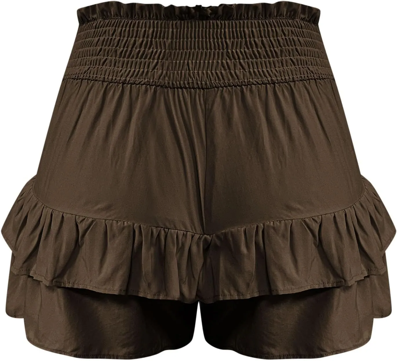 Women's High Waisted Ruffle Skirts with Floral Pleated Hem Workout Shorts Summer Casual Solid Color Cute Beach Skorts