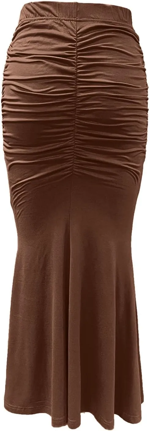 Womens Maxi Bodycon Long Skirt Dressy Elegant High Waisted Ruffle Ruched Flowy Mermaid Skirts Evening Party Clubwear