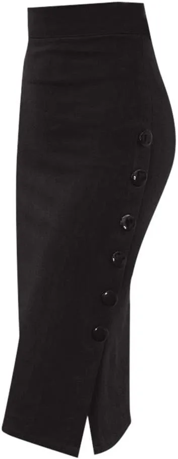 Women's Sexy Skirts Warp Bodycon Skirts Classic Fashion Side Button Down High Waisted Skirts Slim-Fit Casual Skirt