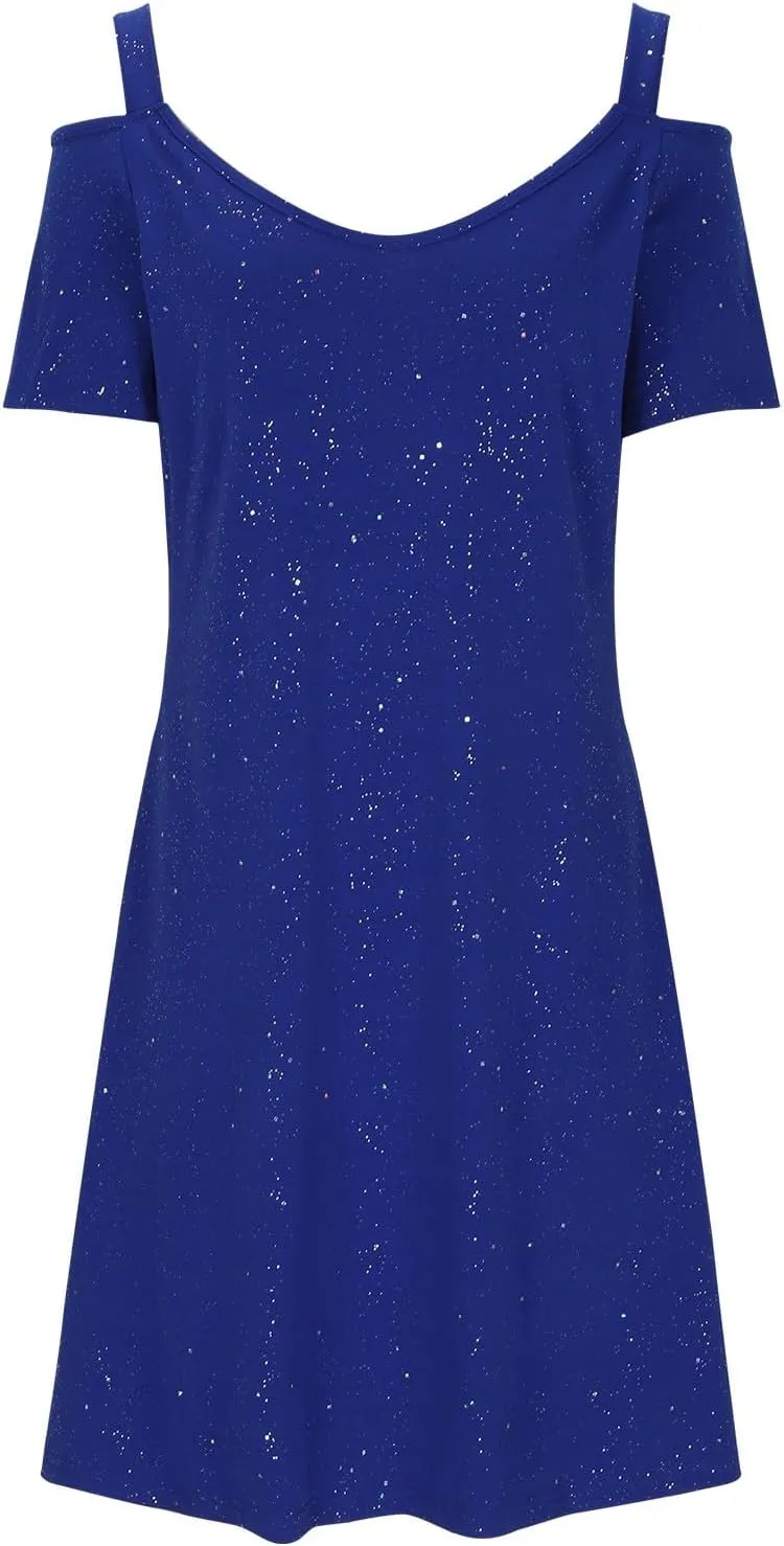 Women's Sparkly Sequin Homecoming Dresses 2025 Summer Sexy Short Sleeve V Neck Cocktail Party Mini Dress Plus Size