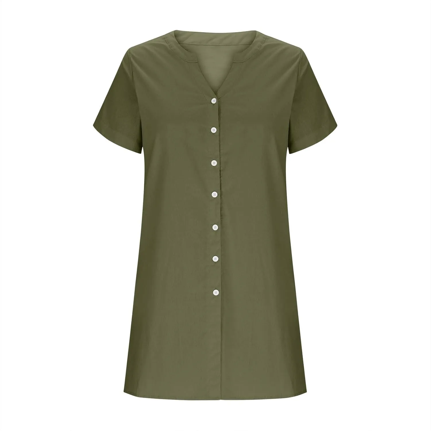 Women's Summer Short Dresses Trendy Button Down Plus Size V Neck Boho Sundress Spring Mini Dress 2025