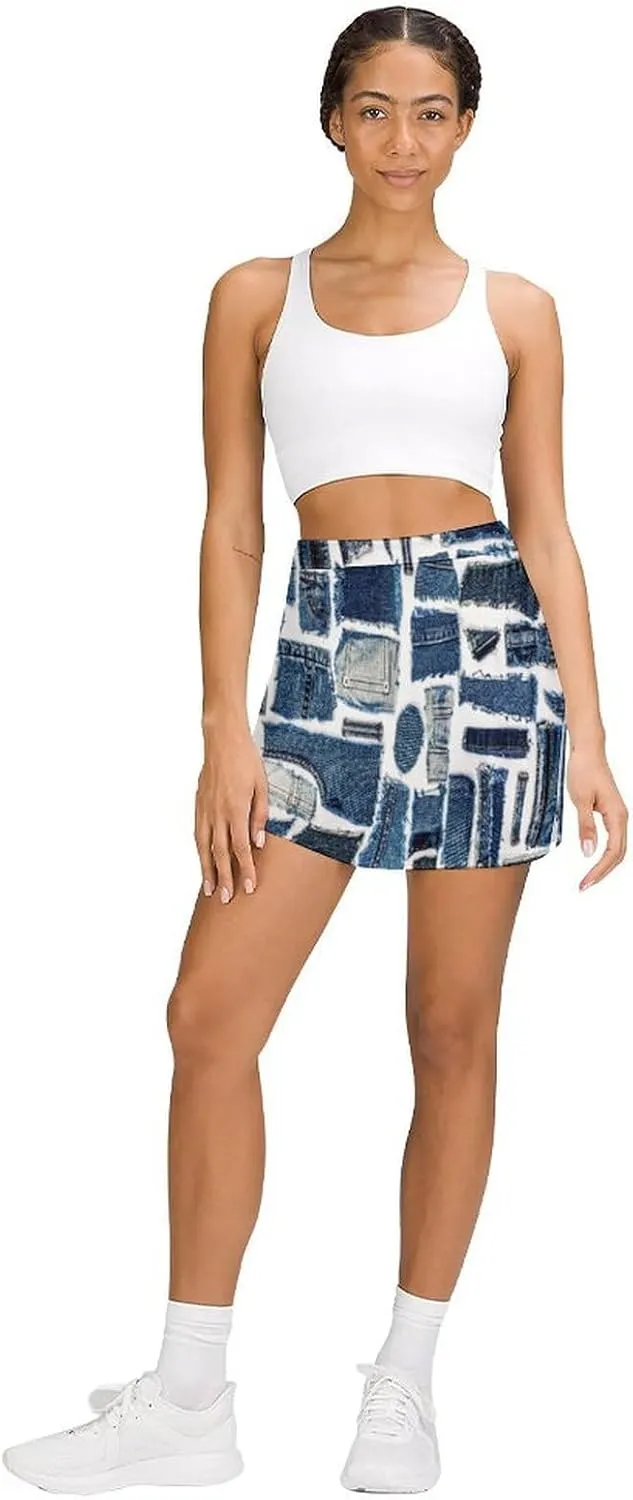 Women's Tennis Skirt Anti-Peek Workout Skorts with Built-in Shorts Pocket for Gym Golf Running