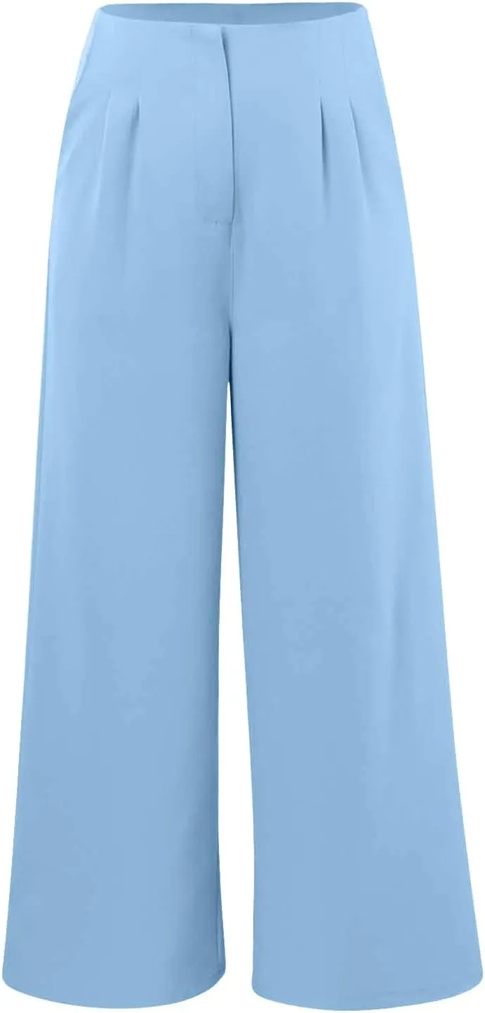 Womens Two Piece Outfits Summer Comfy Sets Sleeveless button down jacket baggy wide leg Blazer Pant workout tracksuit